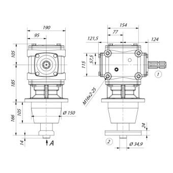 Przekładnia kątowa do rozdrabniacza PK-45.007 Agromet Ostrzeszów